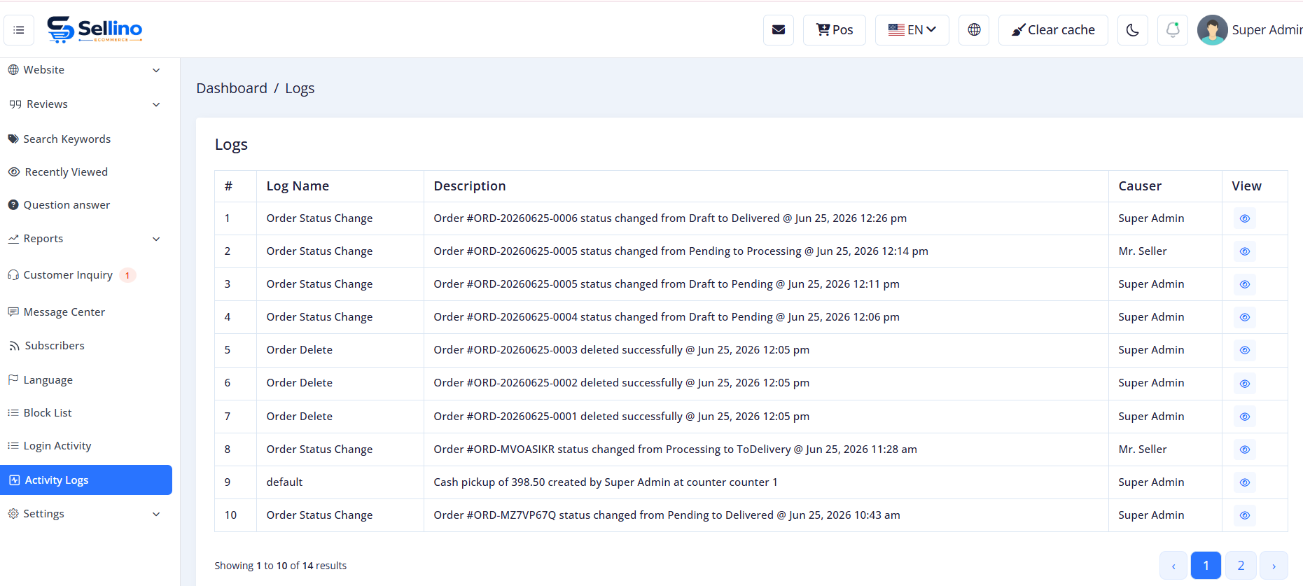 Activity logs