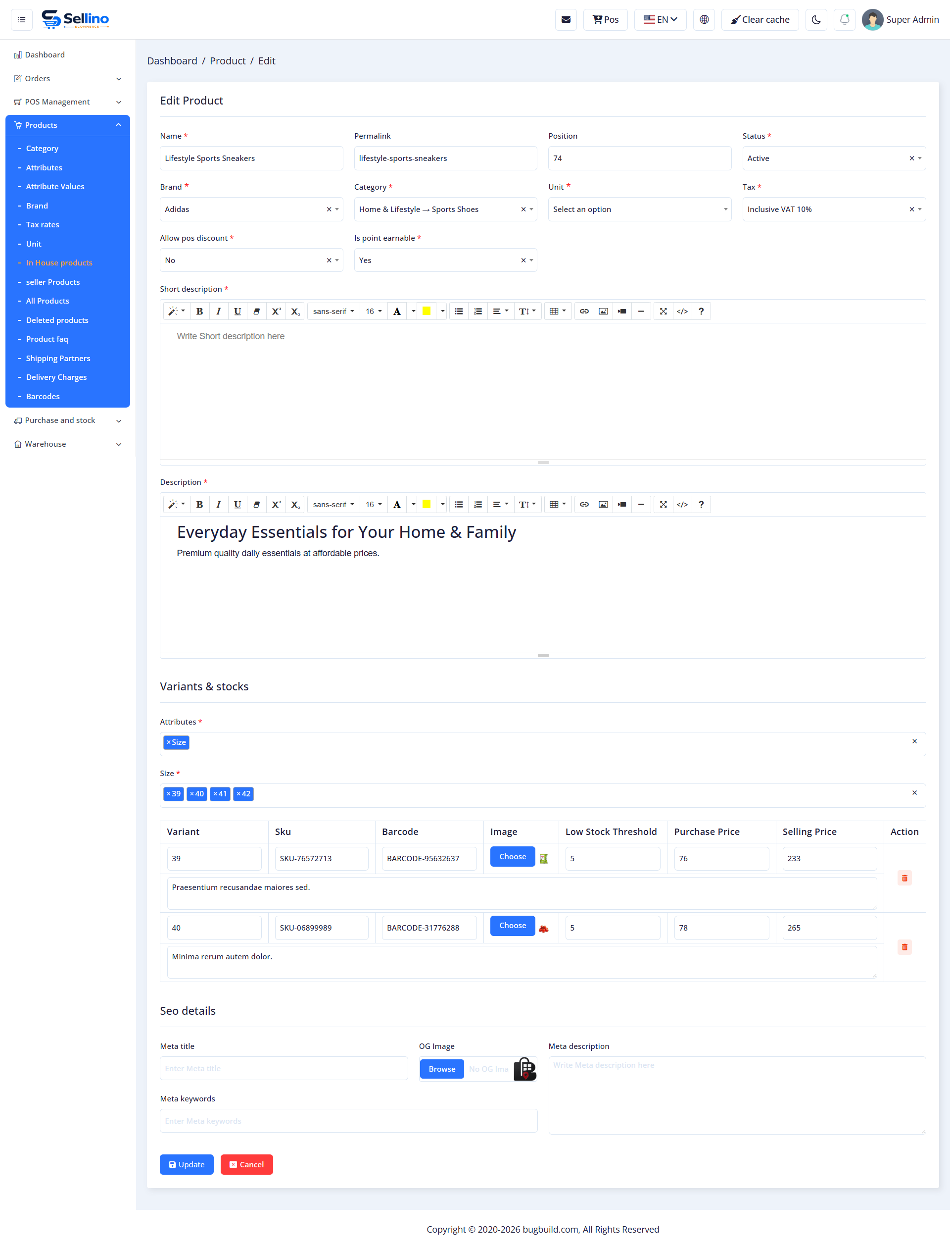 Edit product