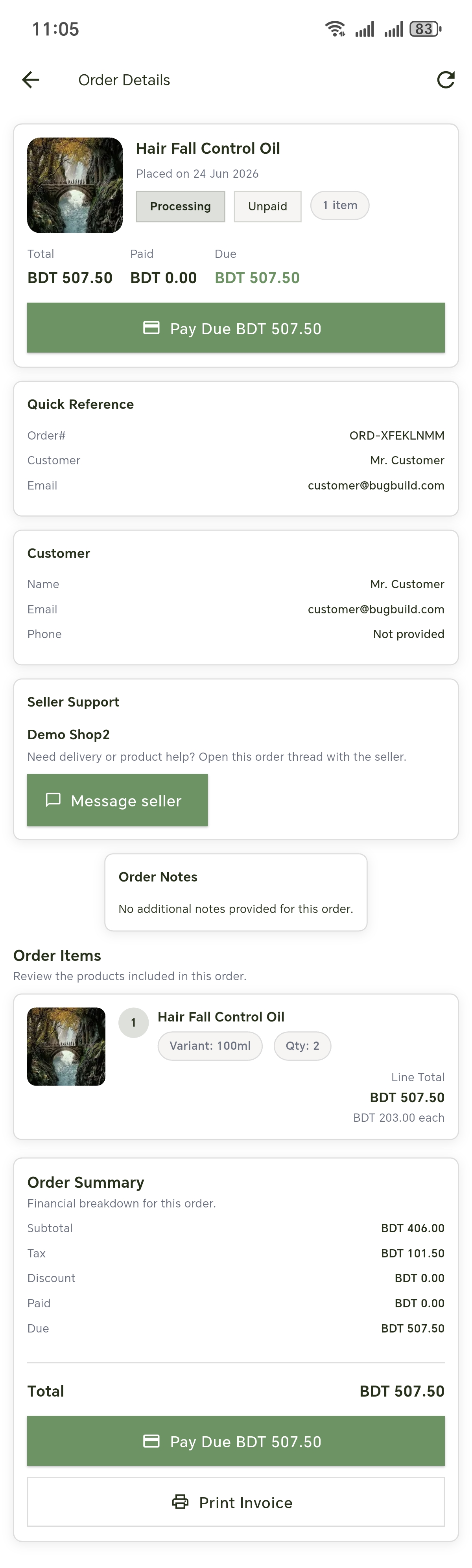 Order details